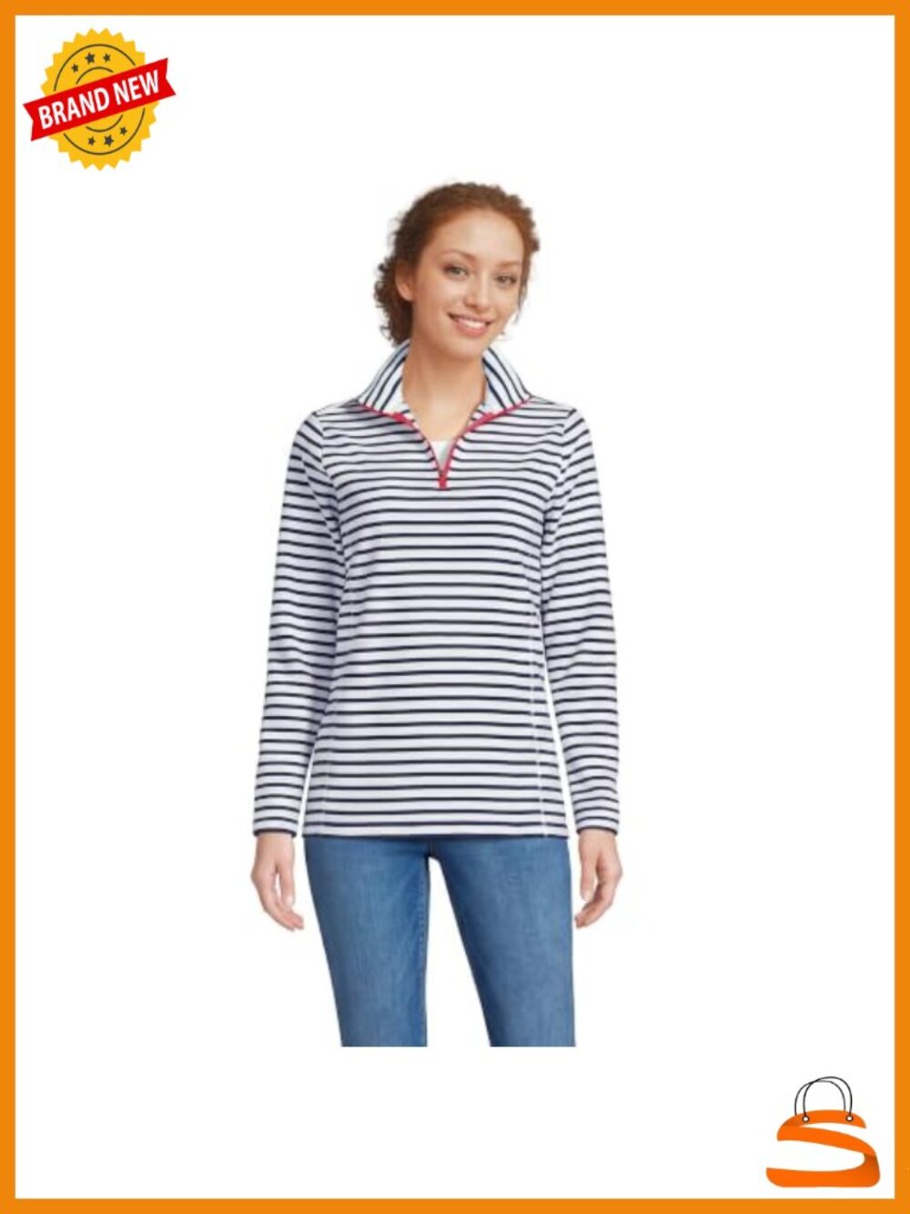 Lands' End Fleece Quarter Zip Pullover Women's Classic Fit Mid Hip Length